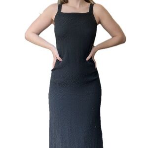 🖤Black Dawn Joy Fashions Textured Fabric 90s Midi Dress🖤